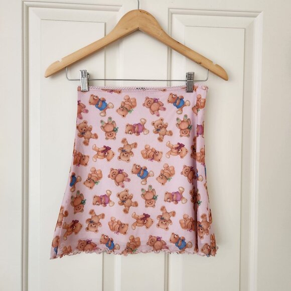 Delia's Dolls Kill Pink Teddy Bear Mini Skirt Cute Coquette Y2K Kawaii XS - Picture 2 of 9